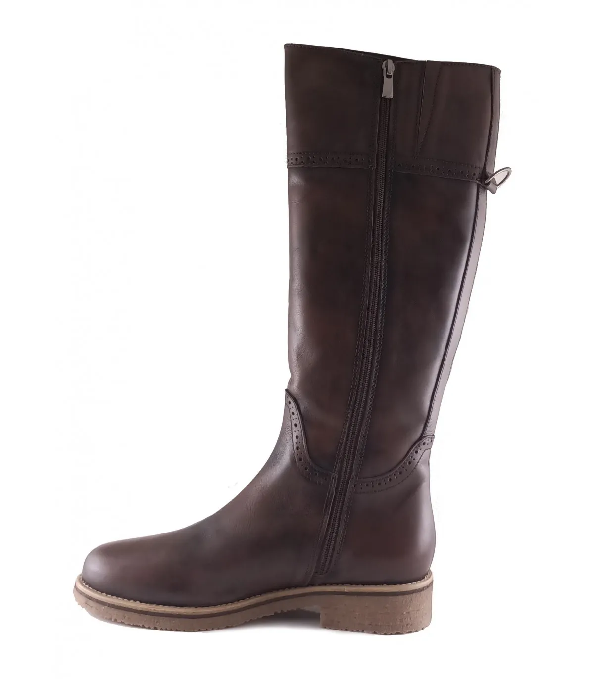 Botas de caña alta en piel marrón
