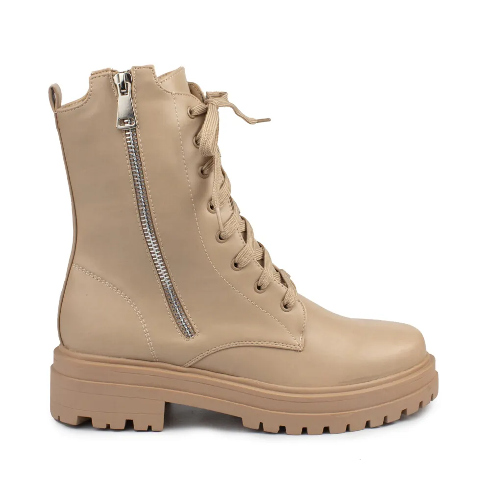 Botas Militares Mujer Beige