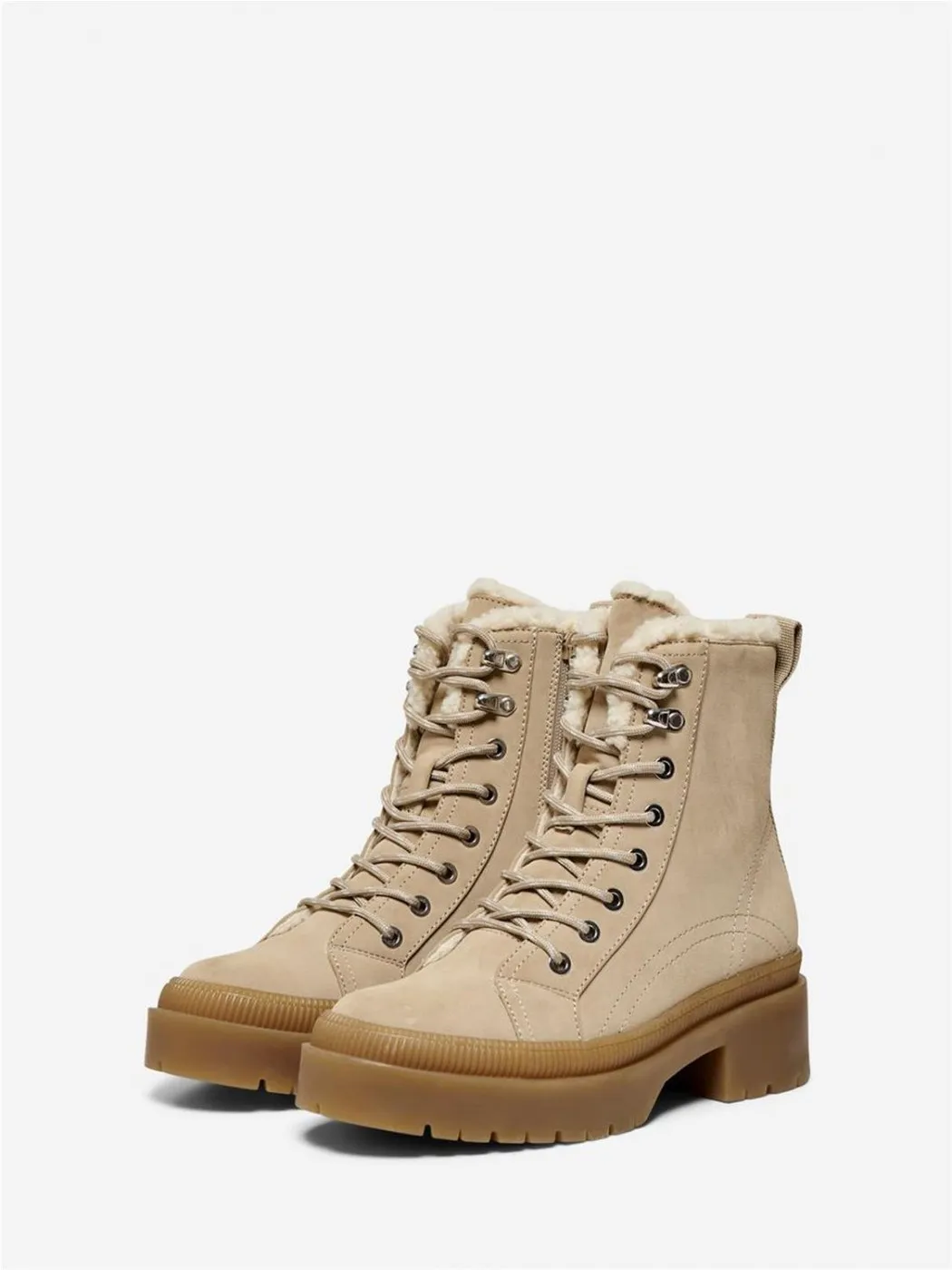 BOTAS ONLY MUJER BEIGE NUBUCK LACE UP WINT