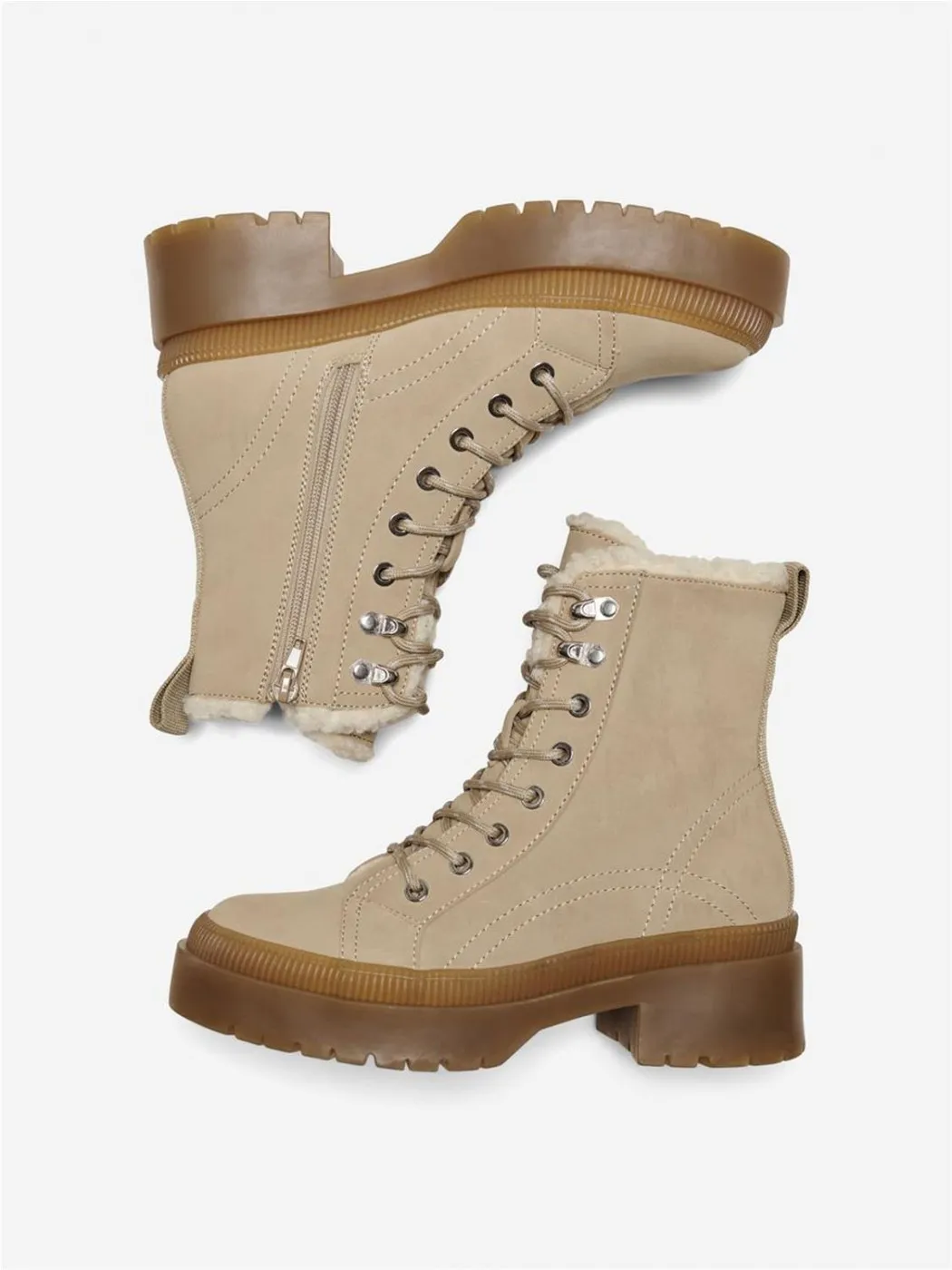 BOTAS ONLY MUJER BEIGE NUBUCK LACE UP WINT