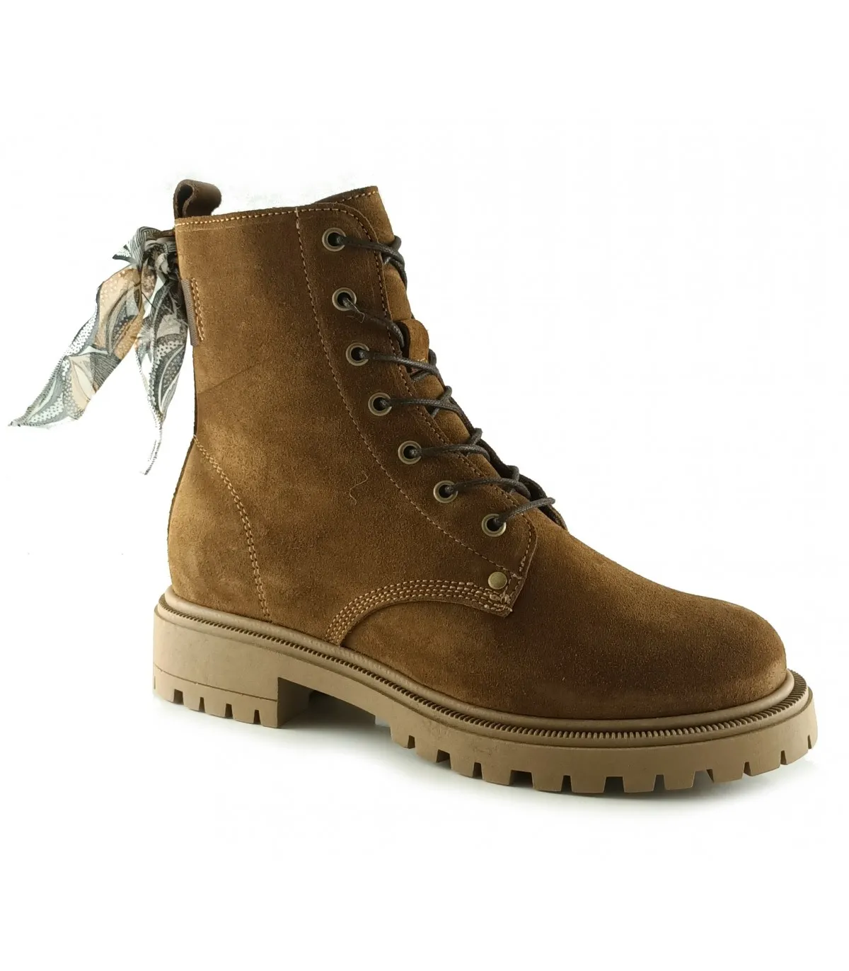 Botines en piel serraje de color camel