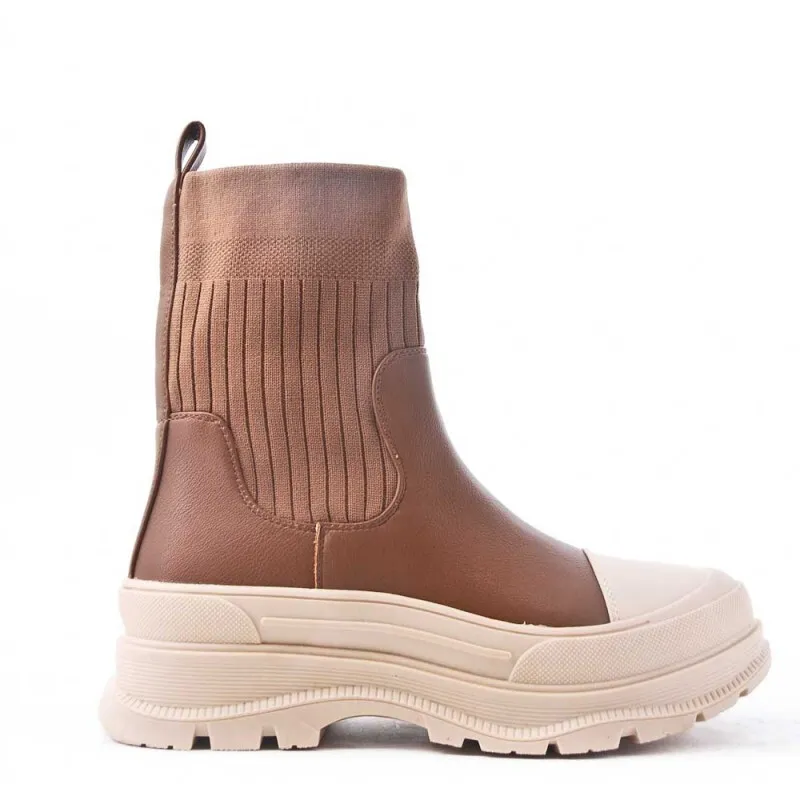 Botines Mujer Camel Con Plataforma Track