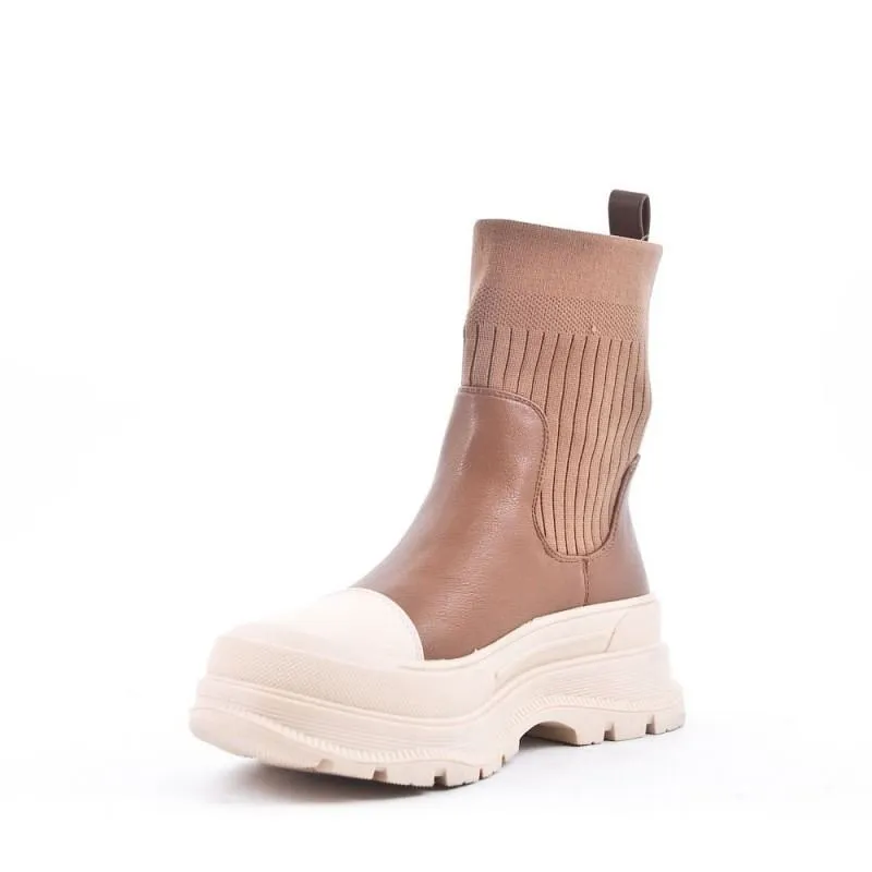 Botines Mujer Camel Con Plataforma Track