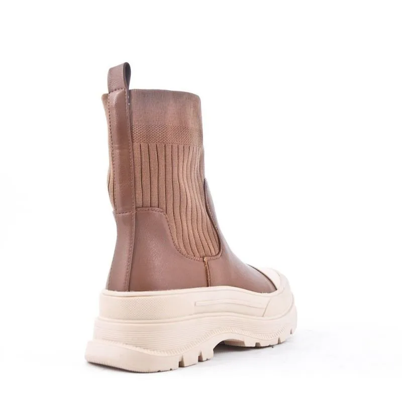 Botines Mujer Camel Con Plataforma Track