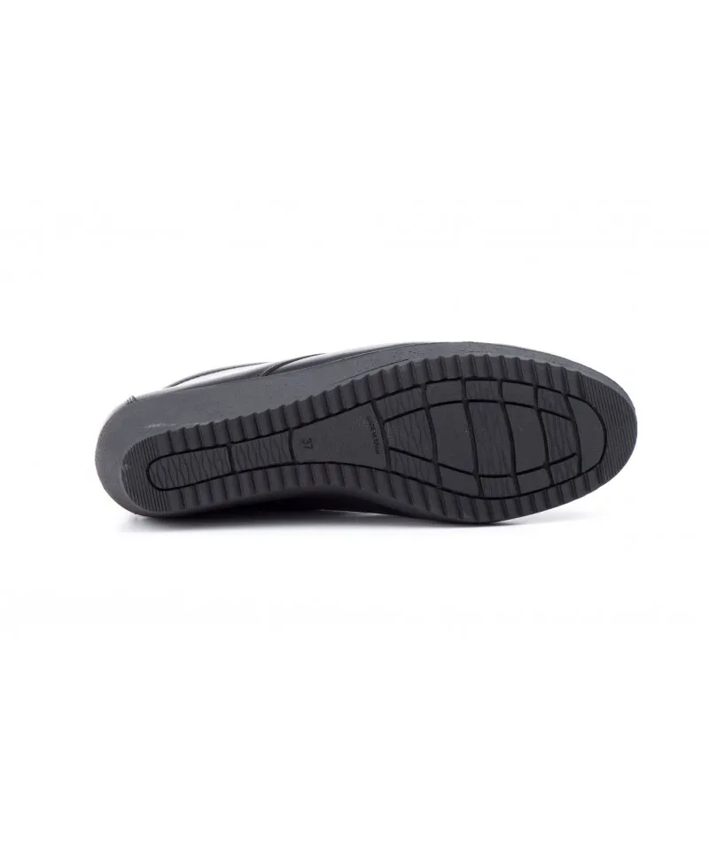 Botín Mujer Piel Marino Rojo Negro Cuero Cordones Cuña