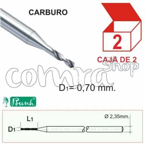 Broca Corta de Carburo 0,7 mm. C/2