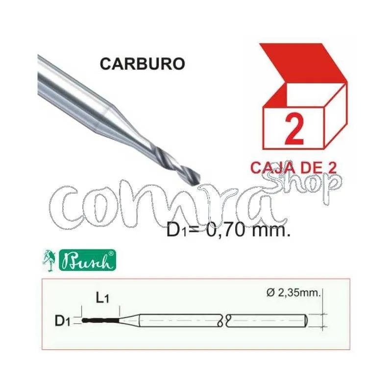 Broca Corta de Carburo 0,7 mm. C/2