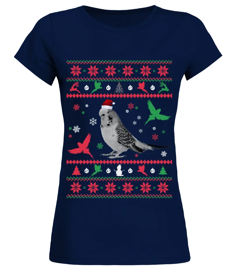BUDGERIGAR UGLY CHRISTMAS SWEATER  TEE CAMISETA CUELLO REDONDO MUJER