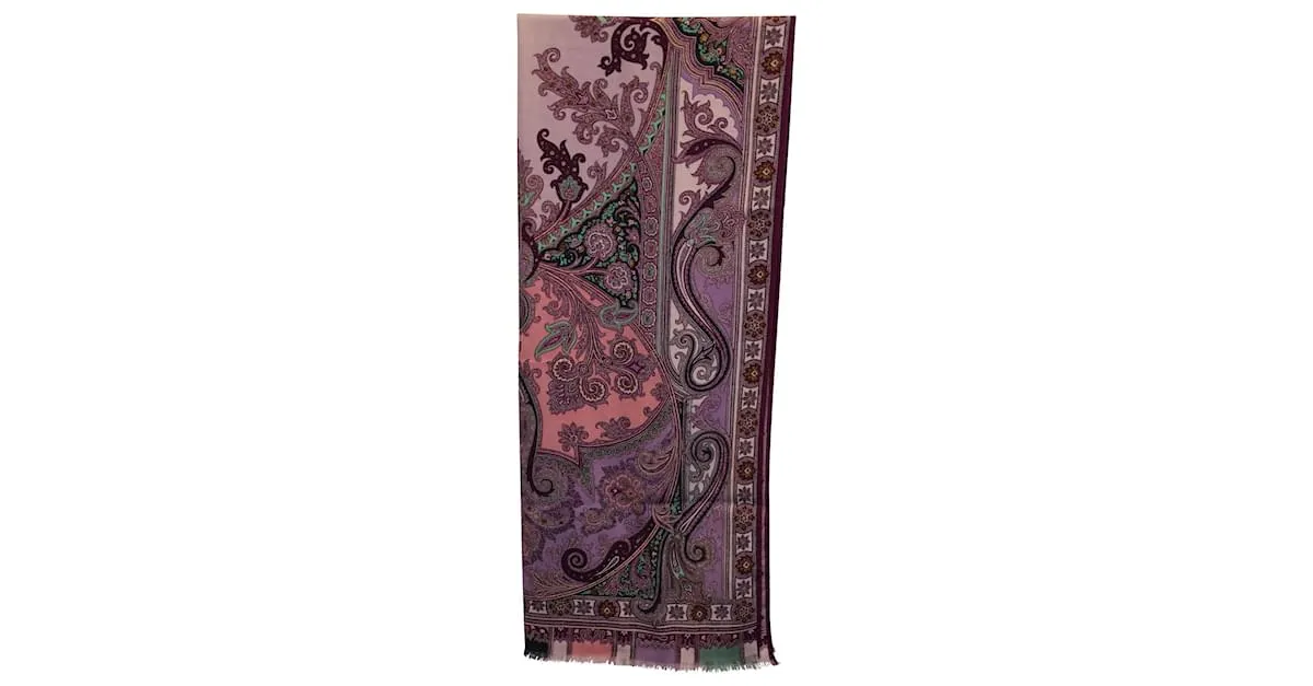 Bufanda Etro Estampada De Seda Multicolor 