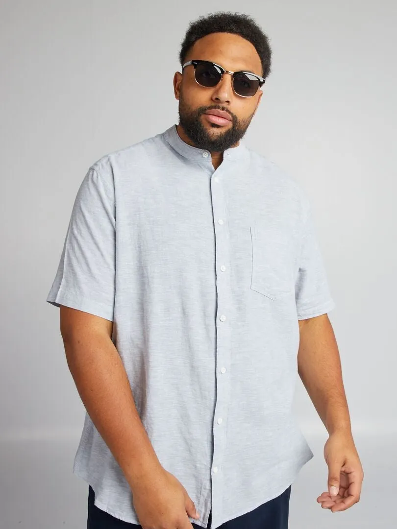 CAMISA CON CUELLO MAO  AZUL