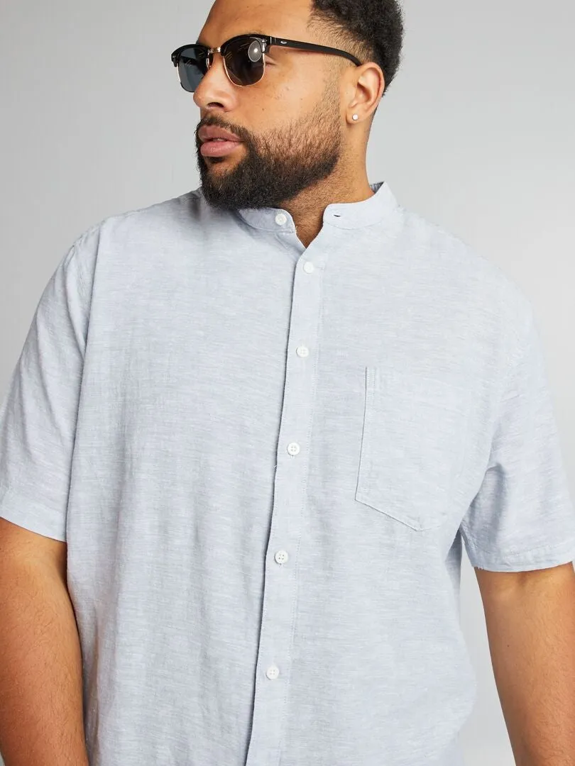CAMISA CON CUELLO MAO  AZUL