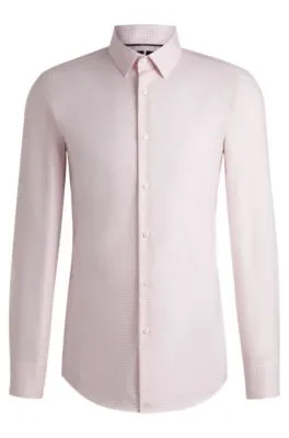 Camisa slim fit de algodón oxford antibacteriano estampado