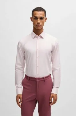 Camisa slim fit de algodón oxford antibacteriano estampado