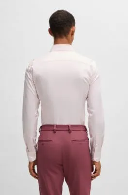 Camisa slim fit de algodón oxford antibacteriano estampado