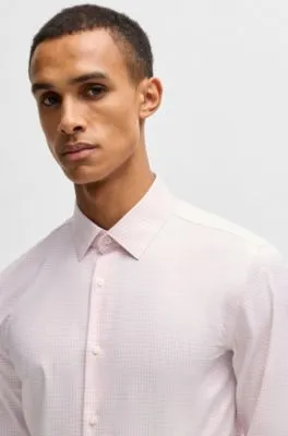 Camisa slim fit de algodón oxford antibacteriano estampado