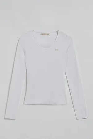 Camiseta blanca Penelope con detalle de botón nacarado Polo Club