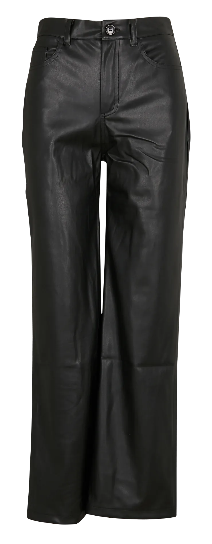 CARMELA  PANTALóN ANCHO ASPECTO PIEL EN NEGRO