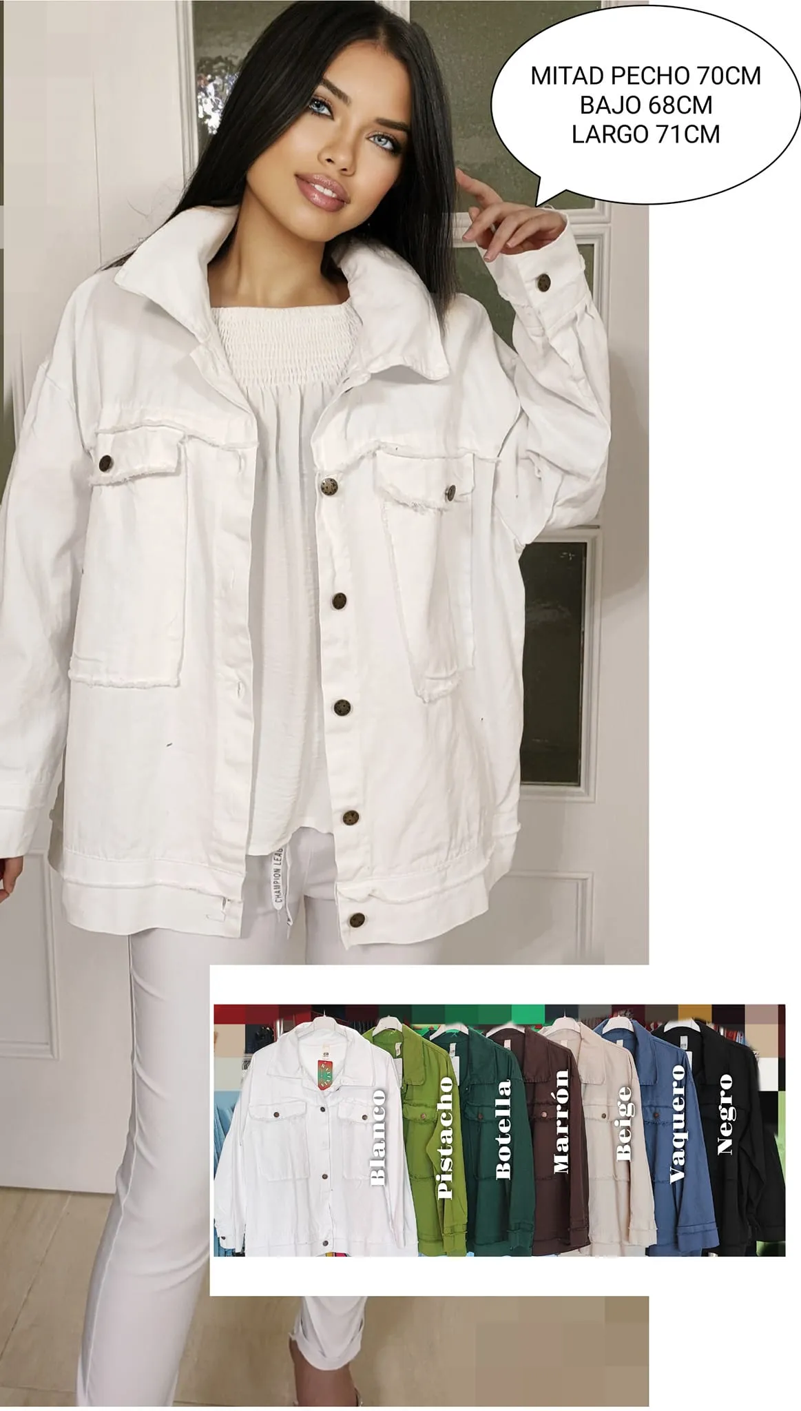 Cazadora Vaquera Colores Mujer Talla Grande