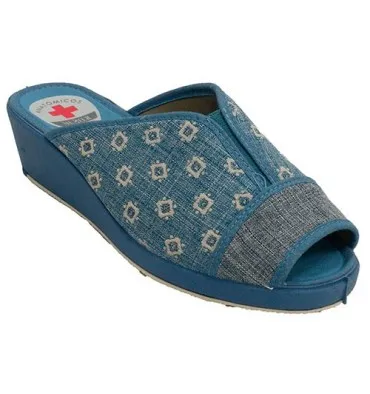 Chanclas mujer abierta punta y talón elástico empeine Muñoz y Tercero en azul