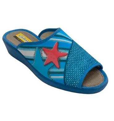 Chanclas mujer abiertas punta talón estrellas de mar Aguas nuevas en azulon