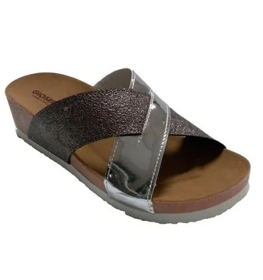 Chanclas mujer playa piscina tiras cruzadas Gioseppo en plateado