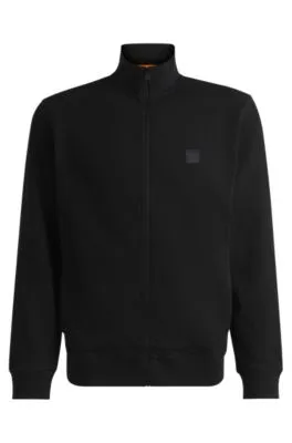 Chaqueta de felpa de algodón con cremallera e insignia de logo