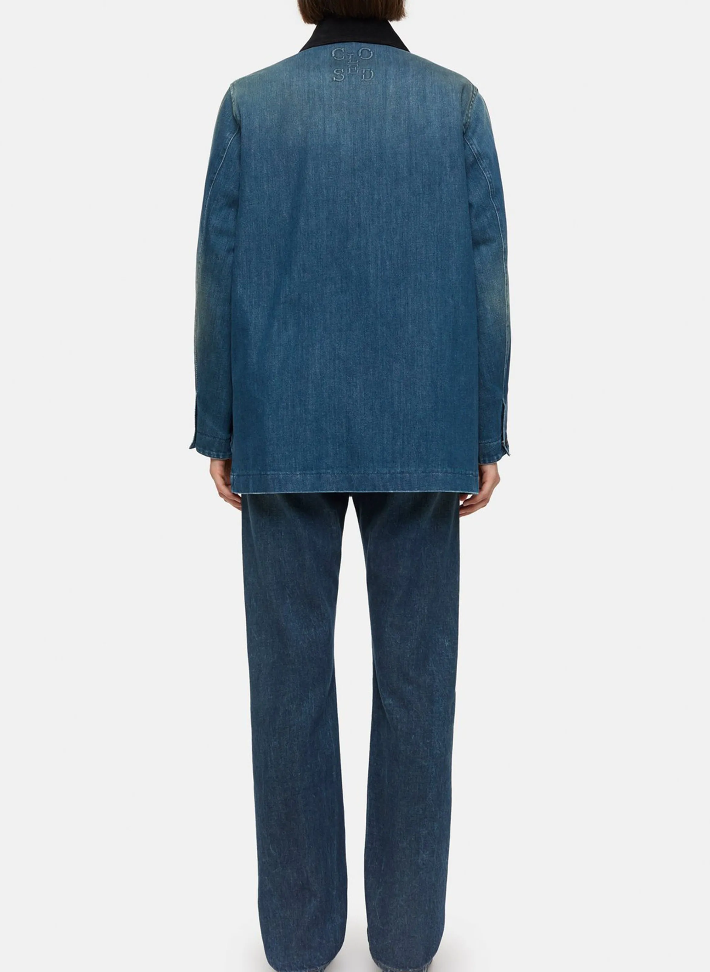 Chaqueta de mezclilla holgada de algodón en azul