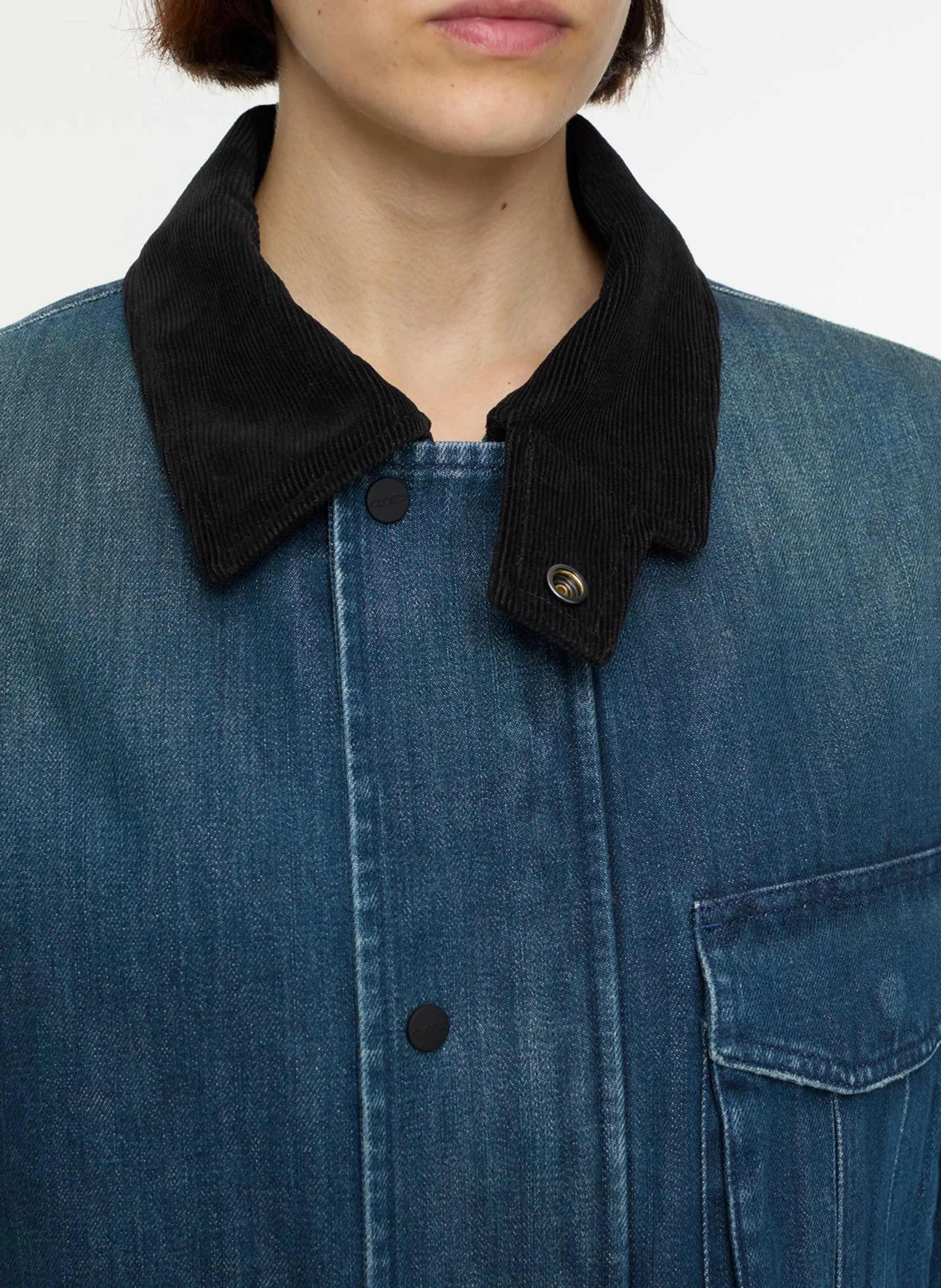Chaqueta de mezclilla holgada de algodón en azul