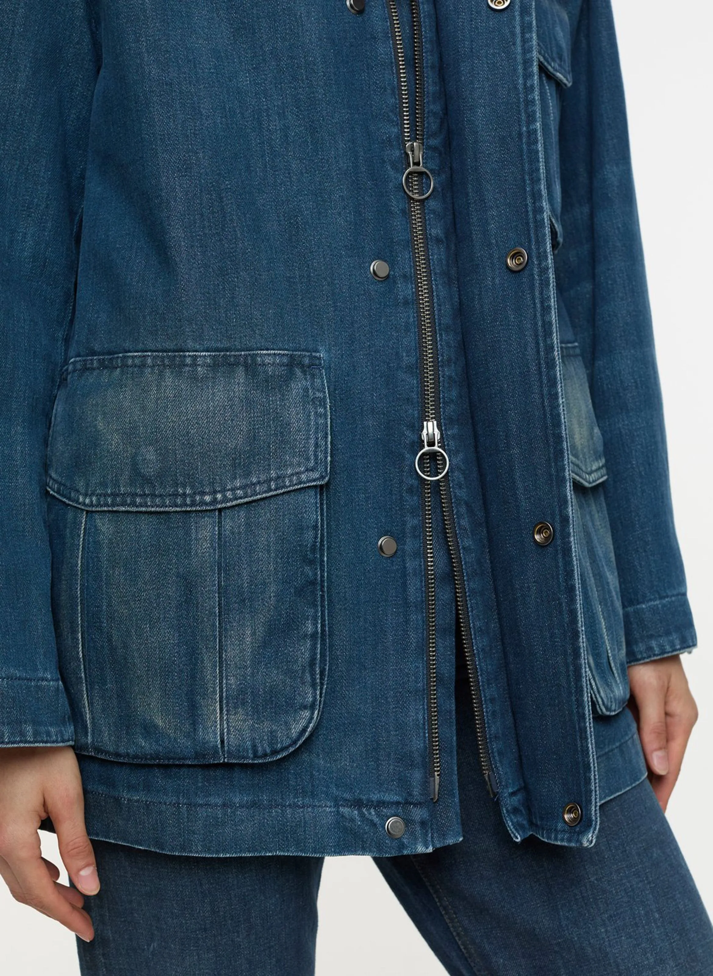 Chaqueta de mezclilla holgada de algodón en azul