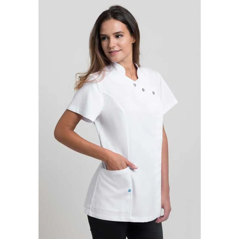 CHAQUETA DE MUJER GENEVE BLANCA CUELLO MAO  TALLA M