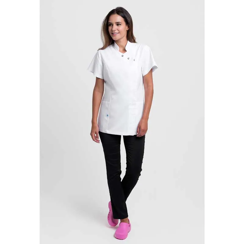 CHAQUETA DE MUJER GENEVE BLANCA CUELLO MAO  TALLA M