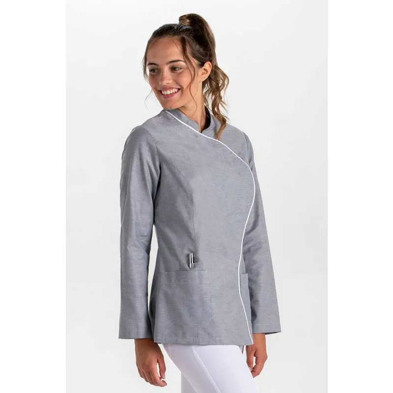 CHAQUETA GRIS MANGA LARGA CUELLO MAO ONDA  DYNEKE