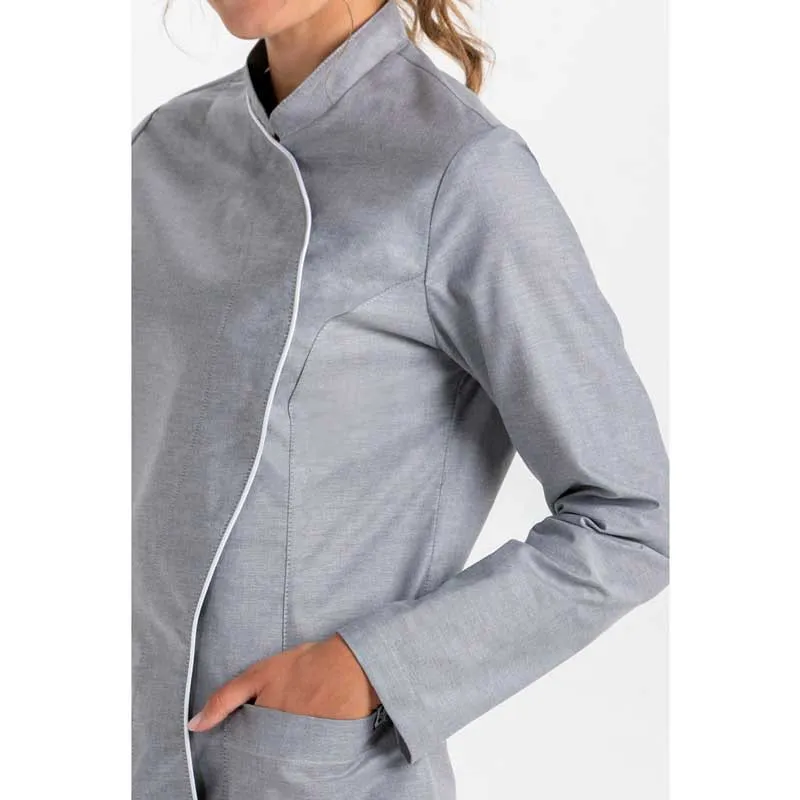 CHAQUETA GRIS MANGA LARGA CUELLO MAO ONDA  DYNEKE