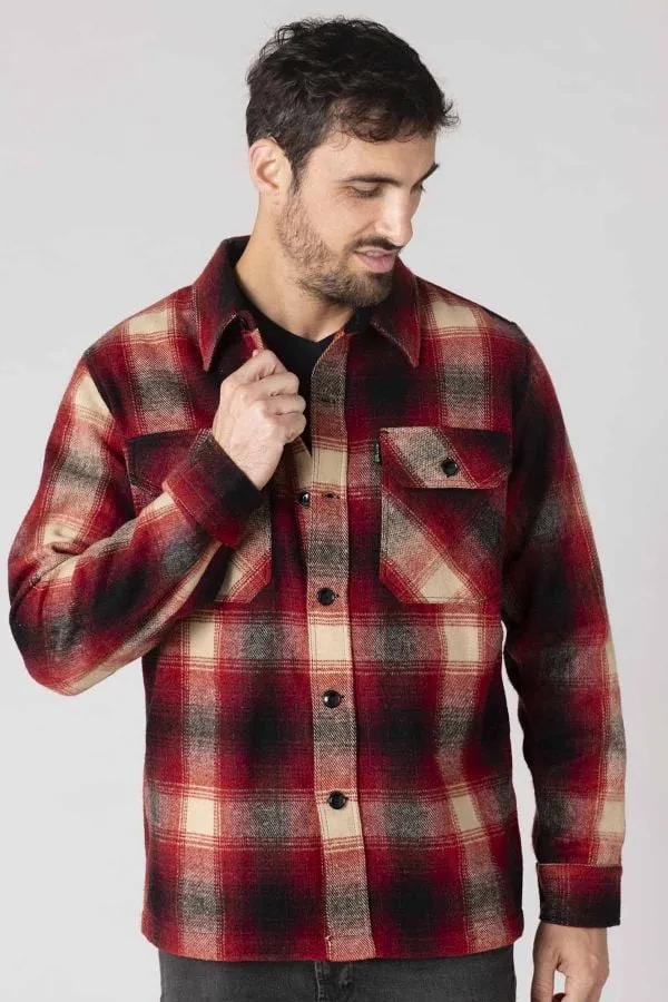 Chaqueta Hombre Schott Shcarl4 Dark Red Checks
