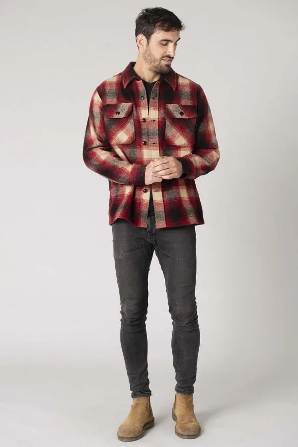 Chaqueta Hombre Schott Shcarl4 Dark Red Checks