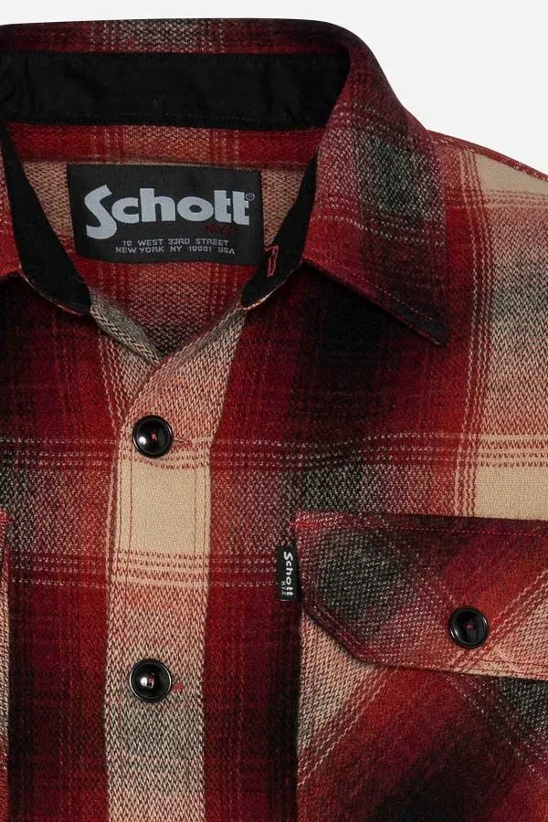 Chaqueta Hombre Schott Shcarl4 Dark Red Checks