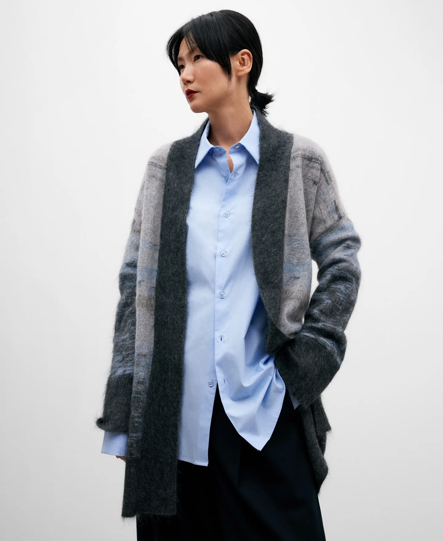 Chaqueta jacquard mujer gris melange