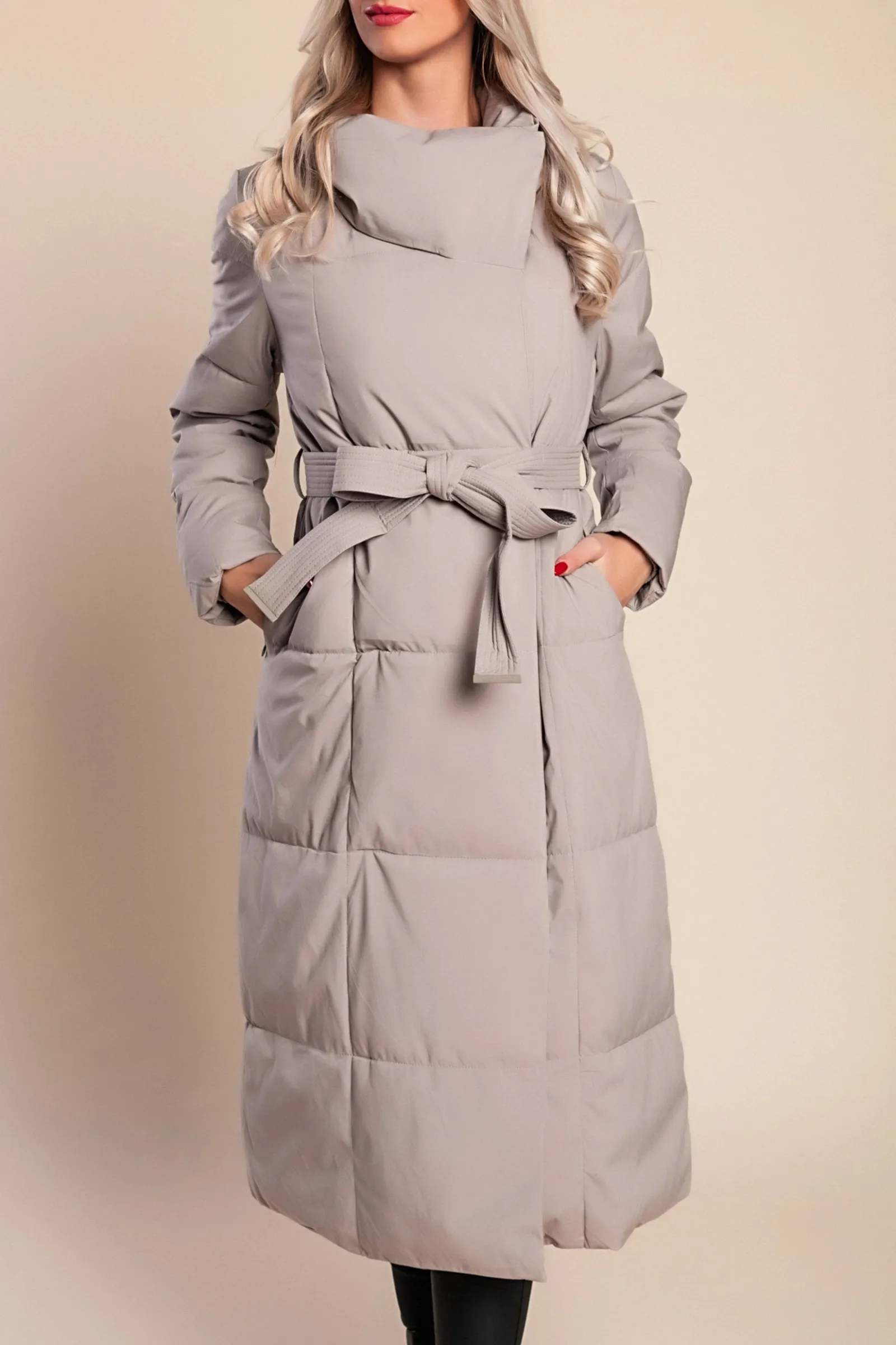 Chaqueta larga acolchada, fango