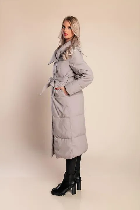 Chaqueta larga acolchada, fango