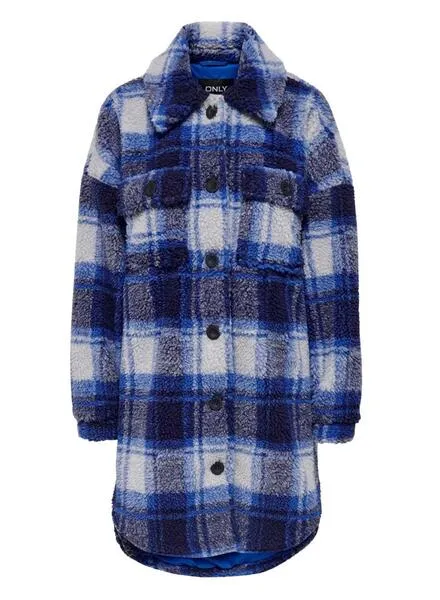 Chaqueta Only Newcamilla Teddy Cuadros Mujer Azul