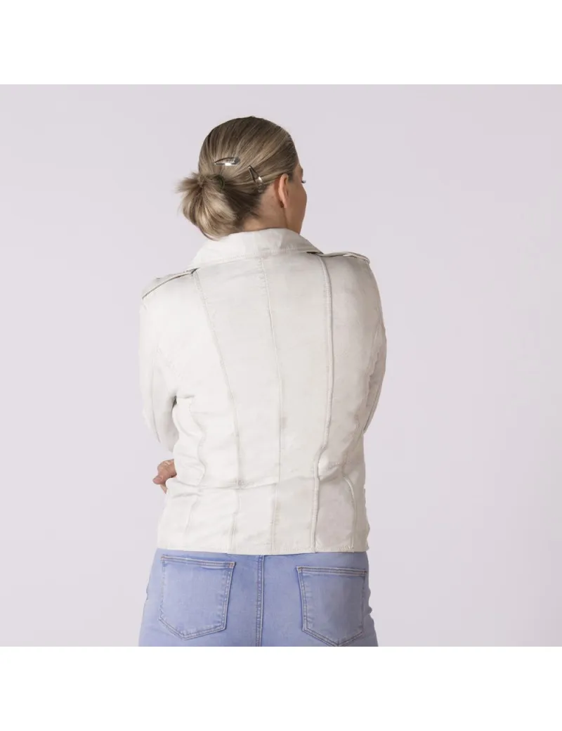 Chaqueta para mujer de piel color blanco de newrock