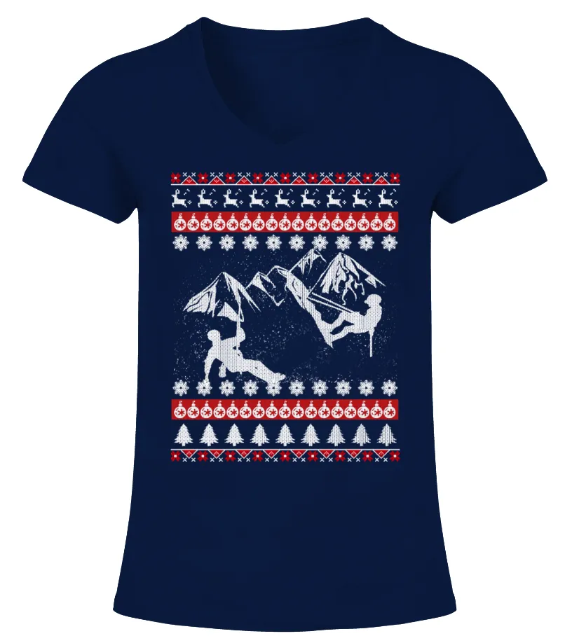 CLIMBING Ugly Christmas Sweater Camiseta cuello pico Mujer