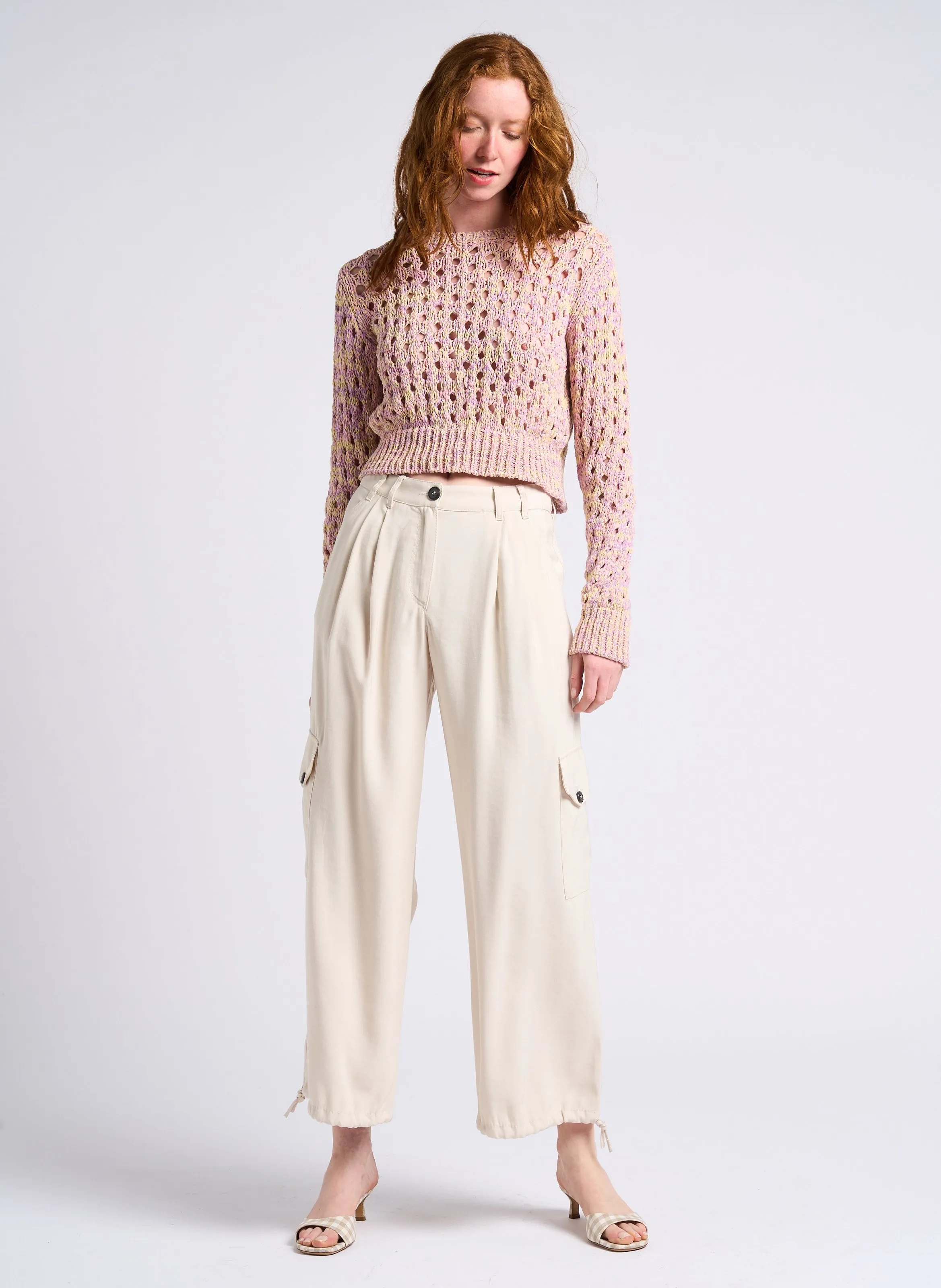 CORVINO  PANTALóN CARGO ANCHO EN BLANCO