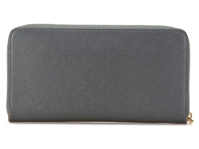 Céline Cartera larga de cuero con logo de Celine Gris 
