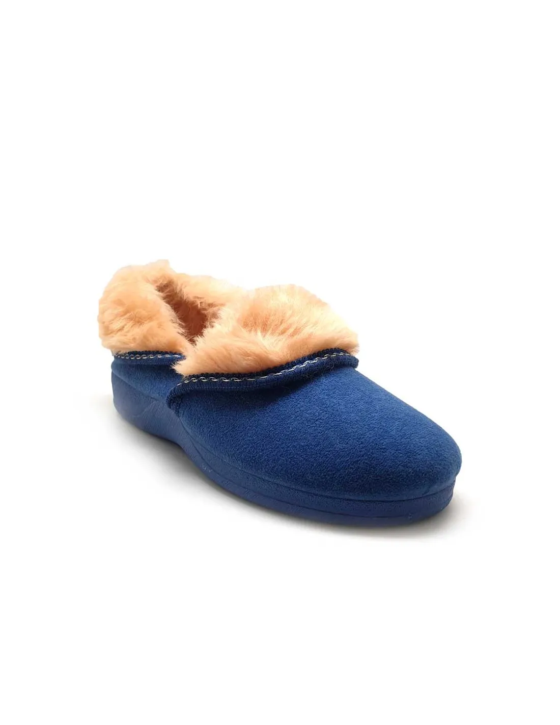 DAVS ZAPATILLA CASA CERRADA MUJER TIPO BOTIN CON PELO EN EL INTERIOR 10400AZUL 10X