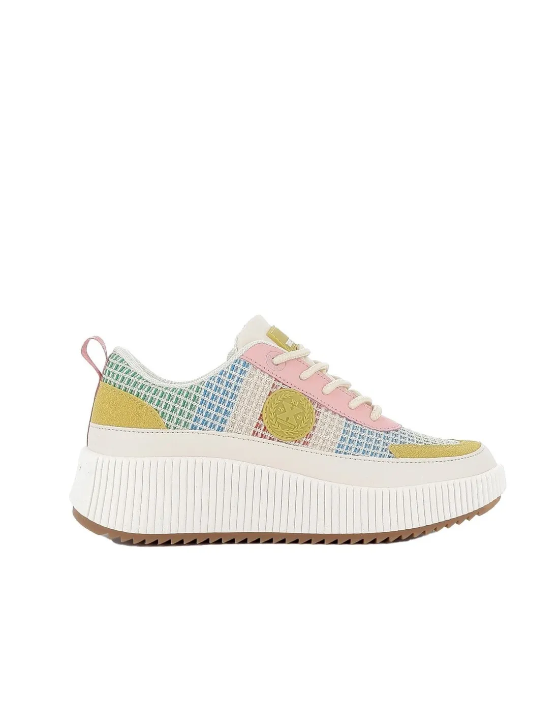 Deportiva cuña textil cordones mujer naranja Xti