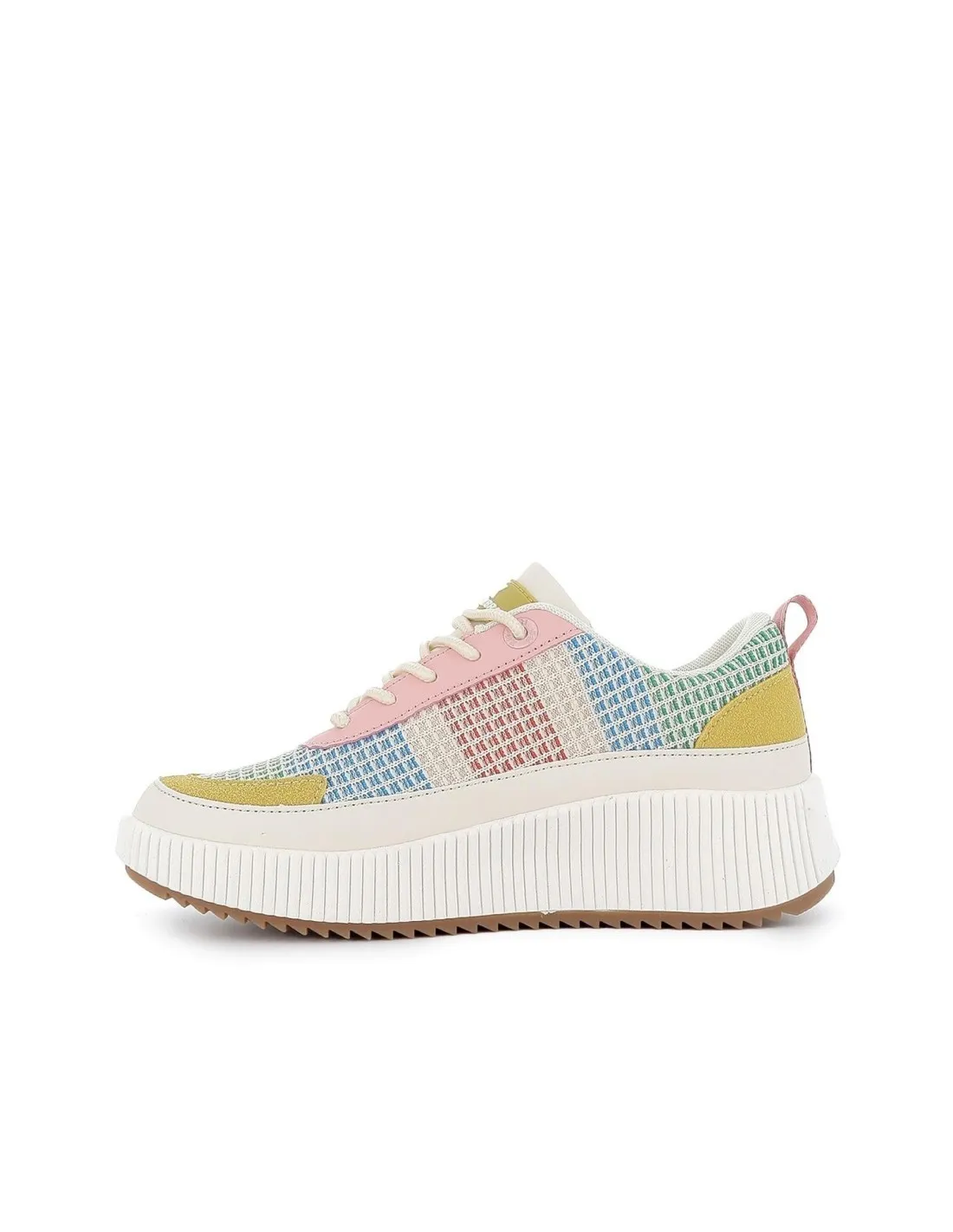 Deportiva cuña textil cordones mujer naranja Xti