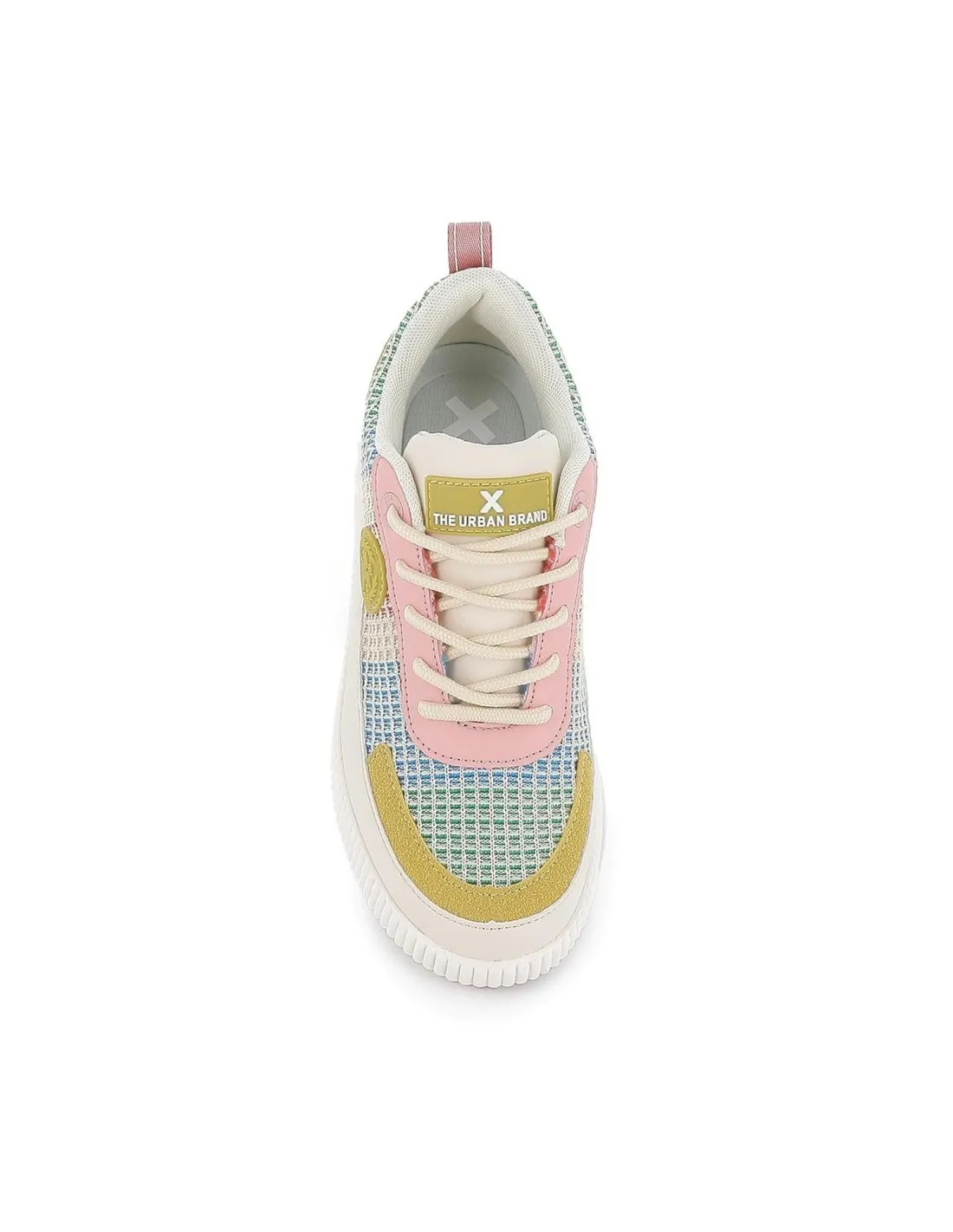 Deportiva cuña textil cordones mujer naranja Xti