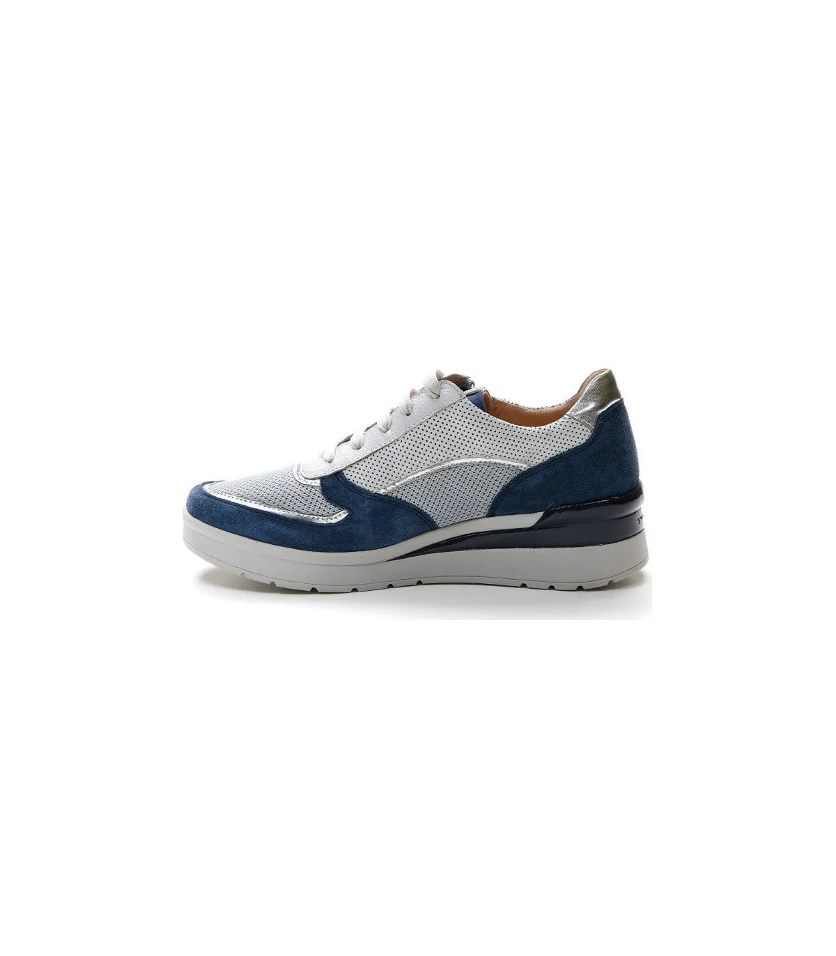 Deportivo en piel azul para mujer
