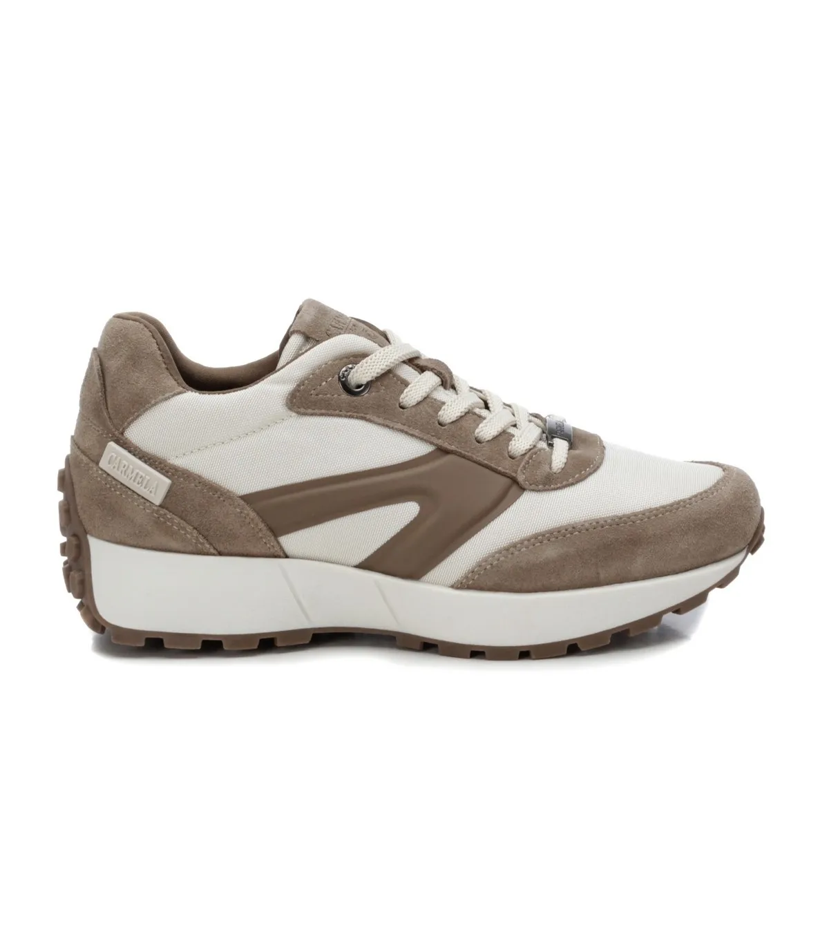 Deportivo para mujer en color taupe y blanco